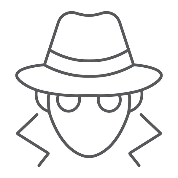 Icono de línea delgada de fraude, anonimato y agente, signo espía, gráficos vectoriales, un patrón lineal sobre un fondo blanco . — Vector de stock