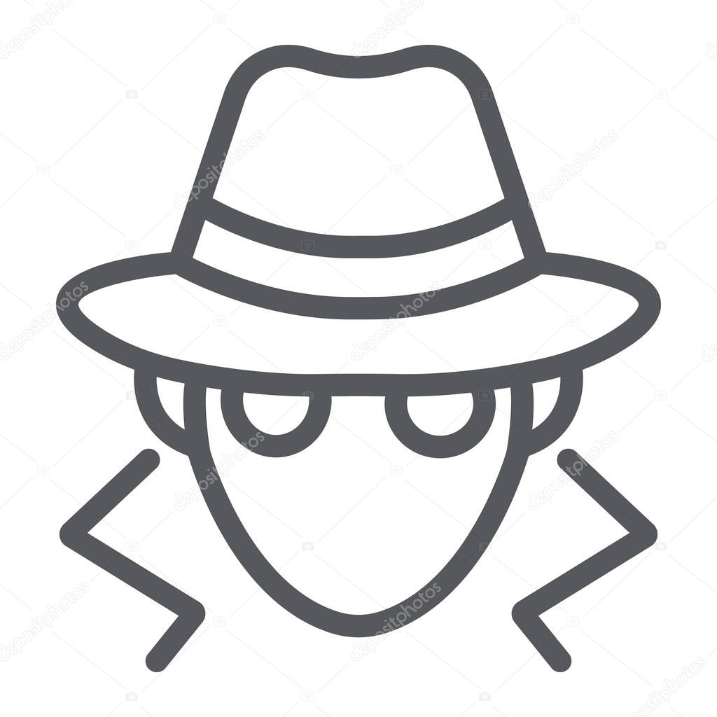 Fraud line icon, anonymity and agent, spy sign, vector graphics, a linear pattern on a white background, eps 10.