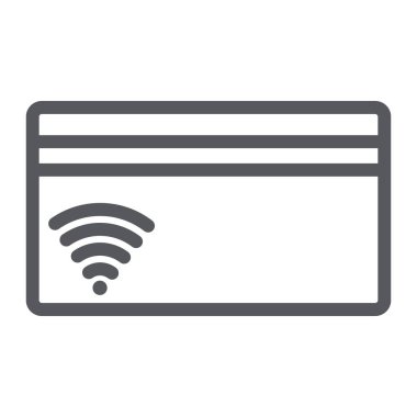 Kredi kartı satırı simgesi, vade ve ödeme, plastik kart işareti, vektör grafikleri, Doğrusal model beyaz bir arka plan üzerinde.