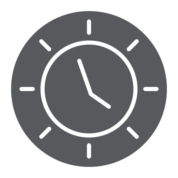 Glyph klokpictogram, horloge en uur, tijd teken, vector graphics, een effen patroon op een witte achtergrond. — Stockvector