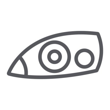 Araba Far satırı simgesi, auto ve bölümü, araba hafif imzalayın, vektör grafikleri, doğrusal model beyaz bir arka plan üzerinde.