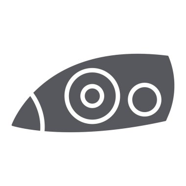 Araba Far glif simgesi, otomatik ve bölümü, araba hafif imzalayın, vektör grafikleri, beyaz zemin üzerinde sağlam bir desen.