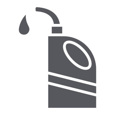 Motor yağı glif simgesi, Oto, onarım, petrol teneke kutu işareti, vektör grafikleri, beyaz zemin üzerinde sağlam bir desen.