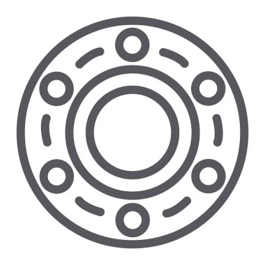 Satırı simgesi, araba ve araç, tekerlek işareti, vektör grafik, bir doğrusal model beyaz bir arka plan üzerinde taşıyan.