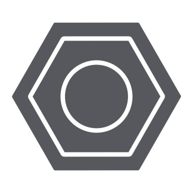 Araba somun glif simgesi, Oto, onarım, cıvata işareti, vektör grafikleri, beyaz zemin üzerinde sağlam bir desen.