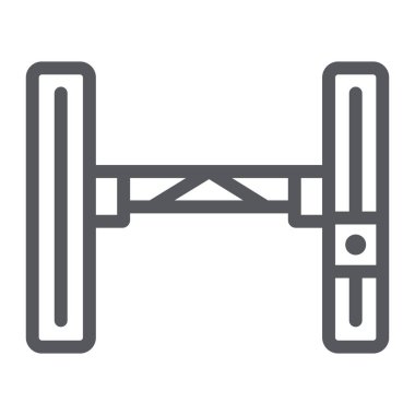 Hidrolik Asansör araba satırı simgesi, Oto, makinist, araba kaldırma işareti, vektör grafikleri, doğrusal model beyaz bir arka plan üzerinde.