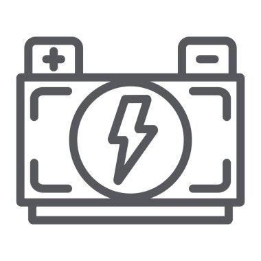 Araba pil satırı simgesi, Oto, güç, araba şarj işaret, vektör grafikleri, doğrusal model beyaz bir arka plan üzerinde.