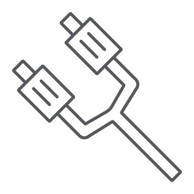 Egzoz borusu ince çizgi simgesi, Oto, ayrıntı, araba parçası işaret, vektör grafikleri, doğrusal model beyaz bir arka plan üzerinde.