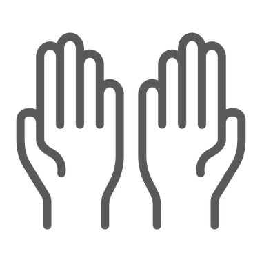 Dua kutsal kişilerin resmi, inanç ve din, satır el işareti, vektör grafikleri, doğrusal model beyaz bir arka plan üzerinde.