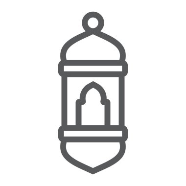 Arapça fener satırı simgesi, ışık ve vektör grafikleri, doğrusal model beyaz bir arka plan üzerinde Müslüman, lamba işareti,.