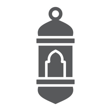 Arapça fener glif simgesi, ışık ve vektör grafikleri, beyaz zemin üzerinde sağlam bir desen Müslüman, lamba işareti,.