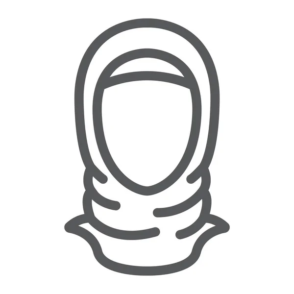 Hijab lijn pictogram, Arabische en vrouw, islam meisje teken, vector graphics, een lineair patroon op een witte achtergrond. — Stockvector