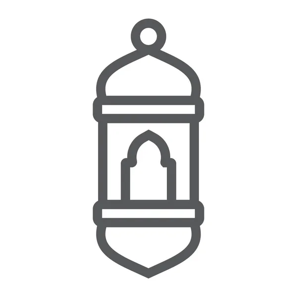 Иконка арабской линии фонаря, свет и мусульманин, знак лампы, векторная графика, линейный узор на белом фоне . — стоковый вектор