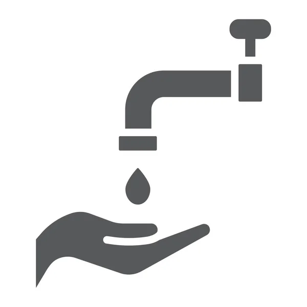 Islamic wudu glyph icon, arabic and prayer, hand wash sign, vector graphics, a solid pattern on a white background. - Stok Vektor