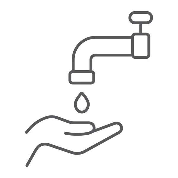 Icono de línea delgada wudu islámico, árabe y oración, signo de lavado a mano, gráficos vectoriales, un patrón lineal sobre un fondo blanco . — Vector de stock