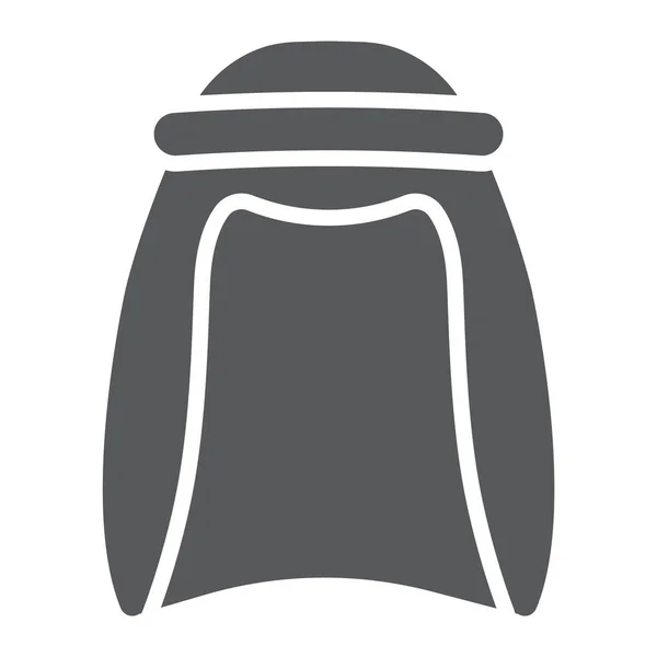 Kefija glifów ikona, arabski i ubrania, Emiraty nosić znak, grafika wektorowa, wzór stałych na białym tle. — Wektor stockowy