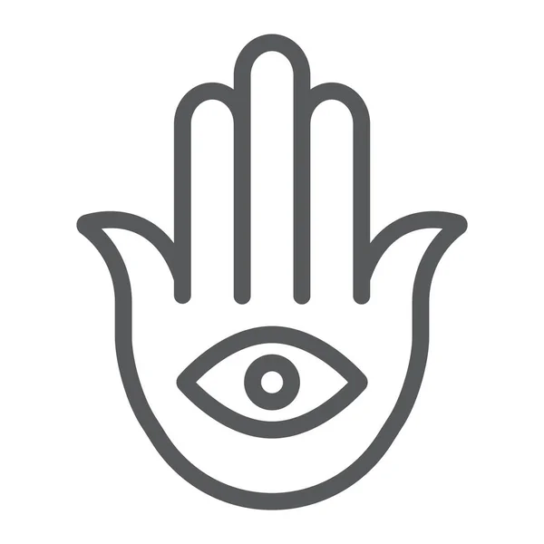 Hamsa line icon, luck and talisman, hand sign, vector graphics, a linear pattern on a white background. — Stock Vector