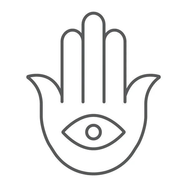 Hamsa thin line icon, luck and talisman, hand sign, vector graphics, a linear pattern on a white background. — Stock Vector