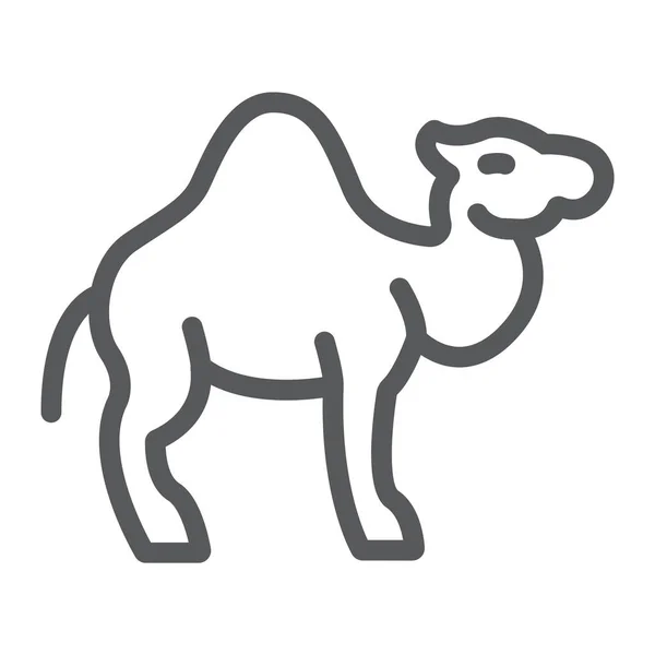 Ícone de linha de camelo, árabe e animal, sinal de mamífero, gráficos vetoriais, um padrão linear em um fundo branco . —  Vetores de Stock
