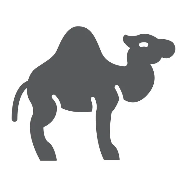 Icono de glifo camello, árabe y animal, signo de mamífero, gráficos vectoriales, un patrón sólido sobre un fondo blanco . — Archivo Imágenes Vectoriales