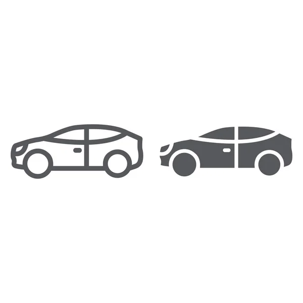 Línea de coche y glifo icono, auto y transporte, signo de automóvil, gráficos vectoriales, un patrón lineal sobre un fondo blanco . — Archivo Imágenes Vectoriales