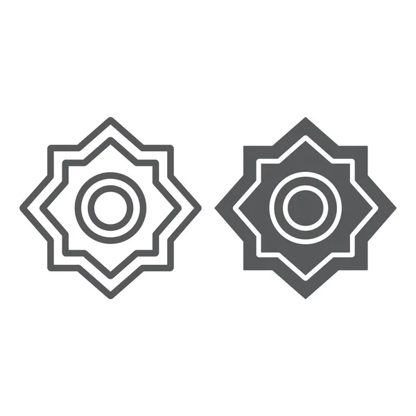 RUB el hizb lijn en glyph pictogram, Arabische en symbool, Arabische sterrenbeeld, vector graphics, een lineair patroon op een witte achtergrond. — Stockvector