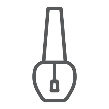 Oje çizgi simgesi, güzellik ve manikür, vernik işareti, vektör grafikleri, beyaz bir arka planda doğrusal bir desen.