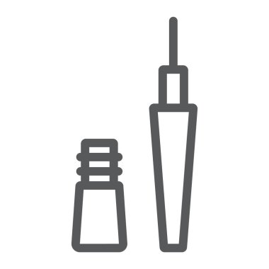 Eyeliner Line simgesi, makyaj ve kozmetik, göz arttırıcı işareti, vektör grafikleri, beyaz bir arka planda doğrusal bir desen.