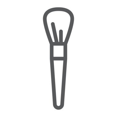 Toz fırça çizgisi simgesi, aksesuar ve kozmetik, makyaj fırçası işareti, vektör grafikleri, beyaz arka planda Doğrusal desen.