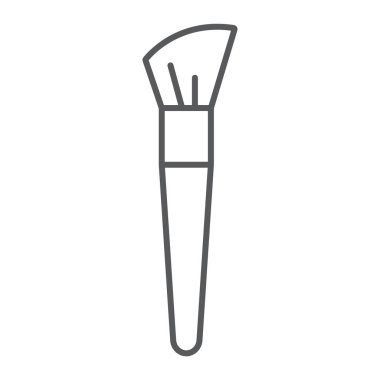 Makyaj fırçası ince çizgi simgesi, makyaj ve kozmetik, açılı fırça işareti, vektör grafikleri, beyaz arka planda doğrusal bir desen.