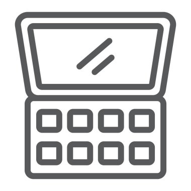 Göz farı palet çizgisi simgesi, makyaj ve kozmetik, göz farı kiti işareti, vektör grafikleri, beyaz bir arka planda doğrusal bir desen.