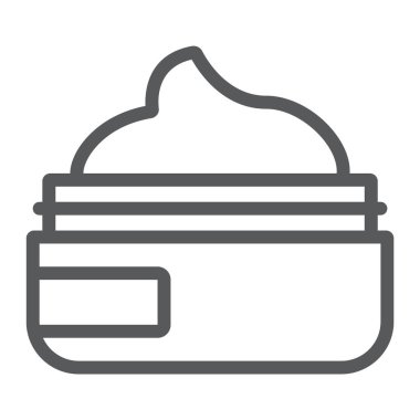 Güzellik krem hattı simgesi, makyaj ve kozmetik, cilt kremi işareti, vektör grafikleri, beyaz bir arka planda doğrusal bir desen.