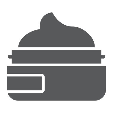 Güzellik krem glif simgesi, makyaj ve kozmetik, cilt kremi işareti, vektör grafikleri, beyaz bir arka planda sağlam bir desen.