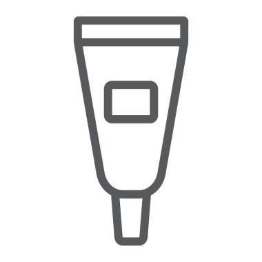 Kapatıcı çizgi simgesi, makyaj ve kozmetik, göz kremi işareti, vektör grafikleri, beyaz bir arka planda doğrusal bir desen.