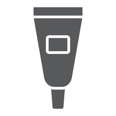 Kapatıcı glif simgesi, makyaj ve kozmetik, göz kremi işareti, vektör grafikleri, beyaz arka planda sağlam bir desen.