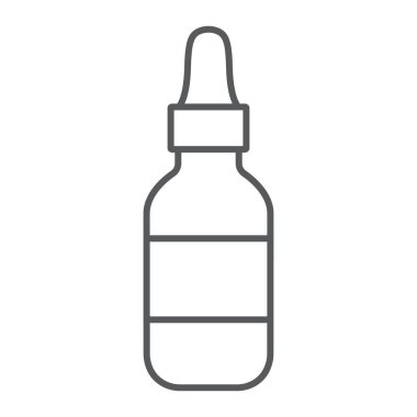 Kozmetik serum ince çizgi simgesi, makyaj ve kozmetik, nemlendirici işareti, vektör grafikleri, beyaz bir arka planda doğrusal bir desen.