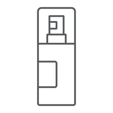 Güzellik sprey ince çizgi simgesi, makyaj ve kozmetik, deodorant işareti, vektör grafikleri, beyaz bir arka planda doğrusal bir desen.