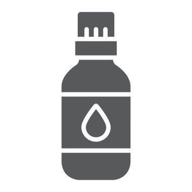 Esansiyel yağ glif simgesi, Aromaterapi ve kozmetik, aromatik yağ işareti, vektör grafikleri, beyaz bir arka planda sağlam bir desen.