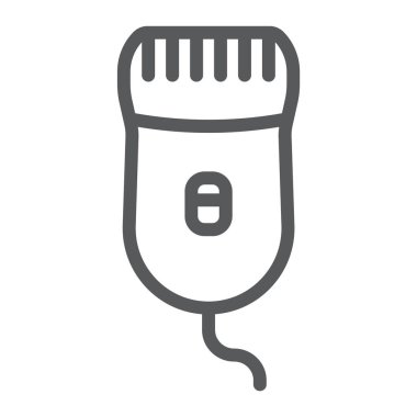 Epilatör hattı simgesi, güzellik ve tıraş, epilasyon işareti, vektör grafikleri, beyaz arka planda doğrusal bir desen.