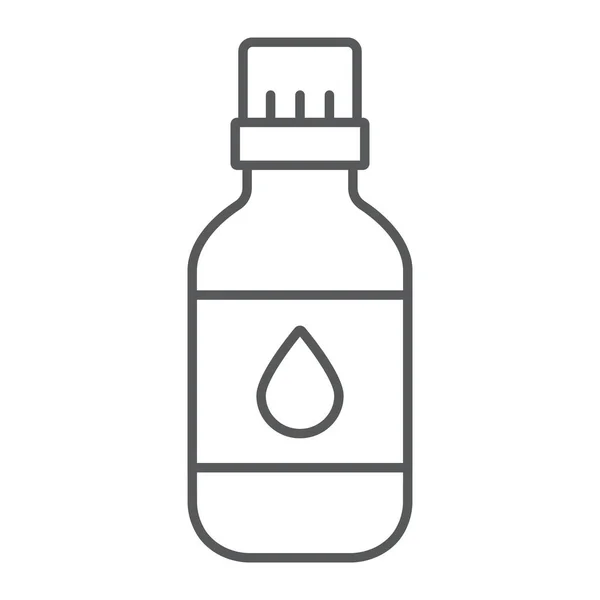 Icono de línea delgada de aceite esencial, aromaterapia y cosmética, signo de aceite aromático, gráficos vectoriales, un patrón lineal sobre un fondo blanco . — Vector de stock