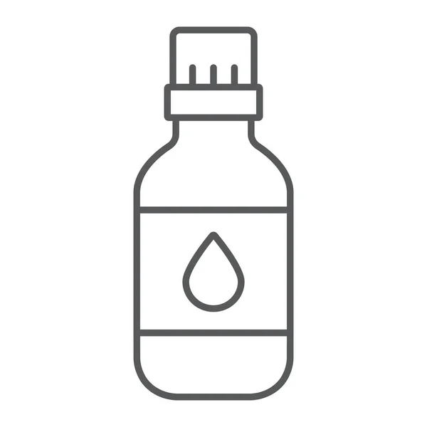Esansiyel yağ ince çizgi simgesi, Aromaterapi ve kozmetik, aromatik yağ işareti, vektör grafikleri, beyaz bir arka planda doğrusal bir desen.