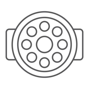 Cerrahi lamba ince hat simgesi, tıbbi ve ekipman, cerrahi ışık işareti, vektör grafikleri, beyaz bir arka planda doğrusal bir desen.