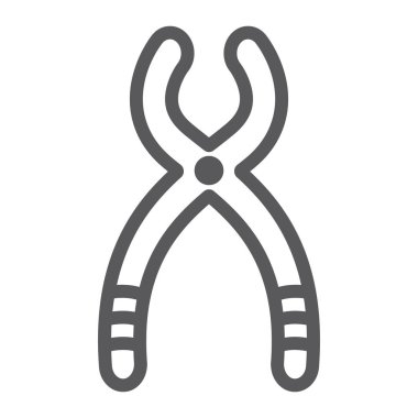Dental forceps line icon, dentistry and teeth, dentist tool sign, vector graphics, a linear pattern on a white background.