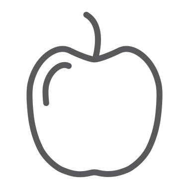 Apple hat simgesi, vitamin ve gıda, meyve işareti, vektör grafikleri, beyaz bir arka planda doğrusal bir desen.