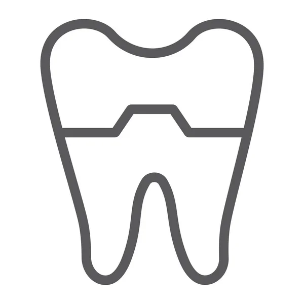 Beschadigd tand lijn icoon, tandarts en tandheelkundige, gebarsten tand teken, vector graphics, een lineair patroon op een witte achtergrond. — Stockvector