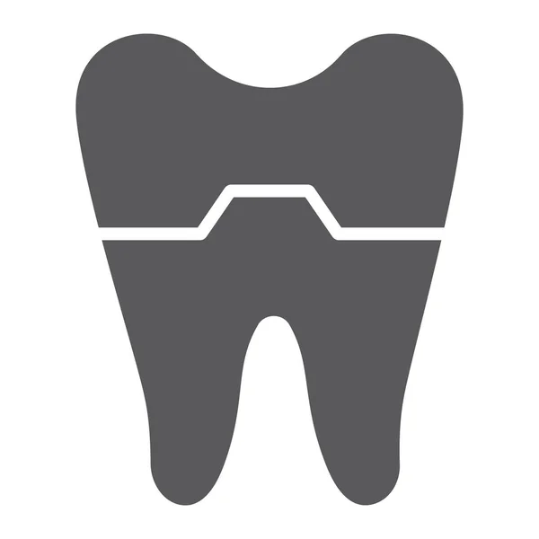 Icône de glyphe dentaire endommagée, dentiste et dentiste, signe dentaire fissuré, graphiques vectoriels, un motif solide sur un fond blanc . — Image vectorielle
