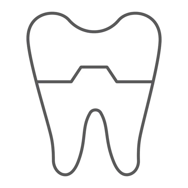 손상 된 치아 라인 아이콘, 치과 의사 및 치과, 깨진 치아 기호, 벡터 그래픽, 흰색 바탕에 선형 패턴. — 스톡 벡터