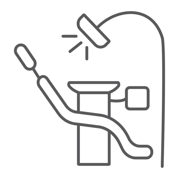 牙医椅子细线图标, 牙科和医疗, 口腔科医生椅子标志, 矢量图形, 在白色背景的线性图案. — 图库矢量图片