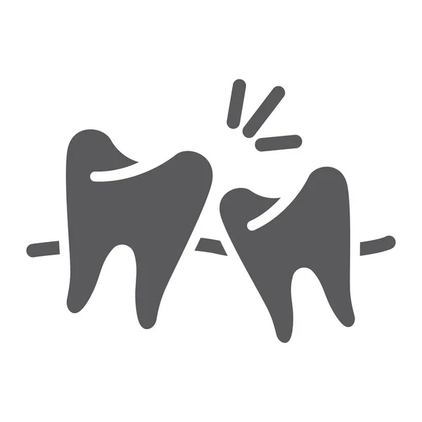 知恵の歯のグリフのアイコン、歯科と歯科、不健康な歯のサイン、ベクトルグラフィックス、白の背景に固体パターン. — ストックベクタ