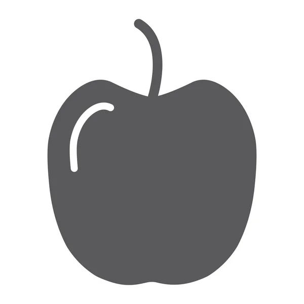사과 문양 아이콘, 비타민과 음식, 과일 기호, 벡터 그래픽, 흰색 배경에 단색 패턴. — 스톡 벡터